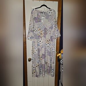 Women’s ViiShow Floral Midi Dress With Bell Sleeves– Size 2XL 🌸✨ Boho Cowgirl